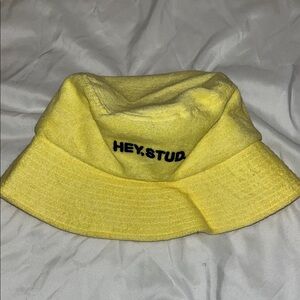 Hey Stud Yellow Towel Bucket Hat
